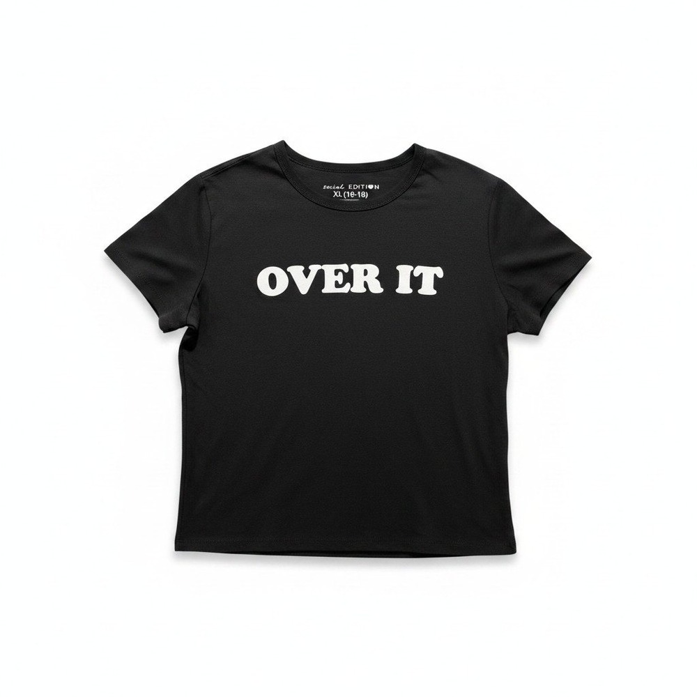 Social‎ Edition XL Black Womens Over It Graphic T-Shirt Casual Vintage Style